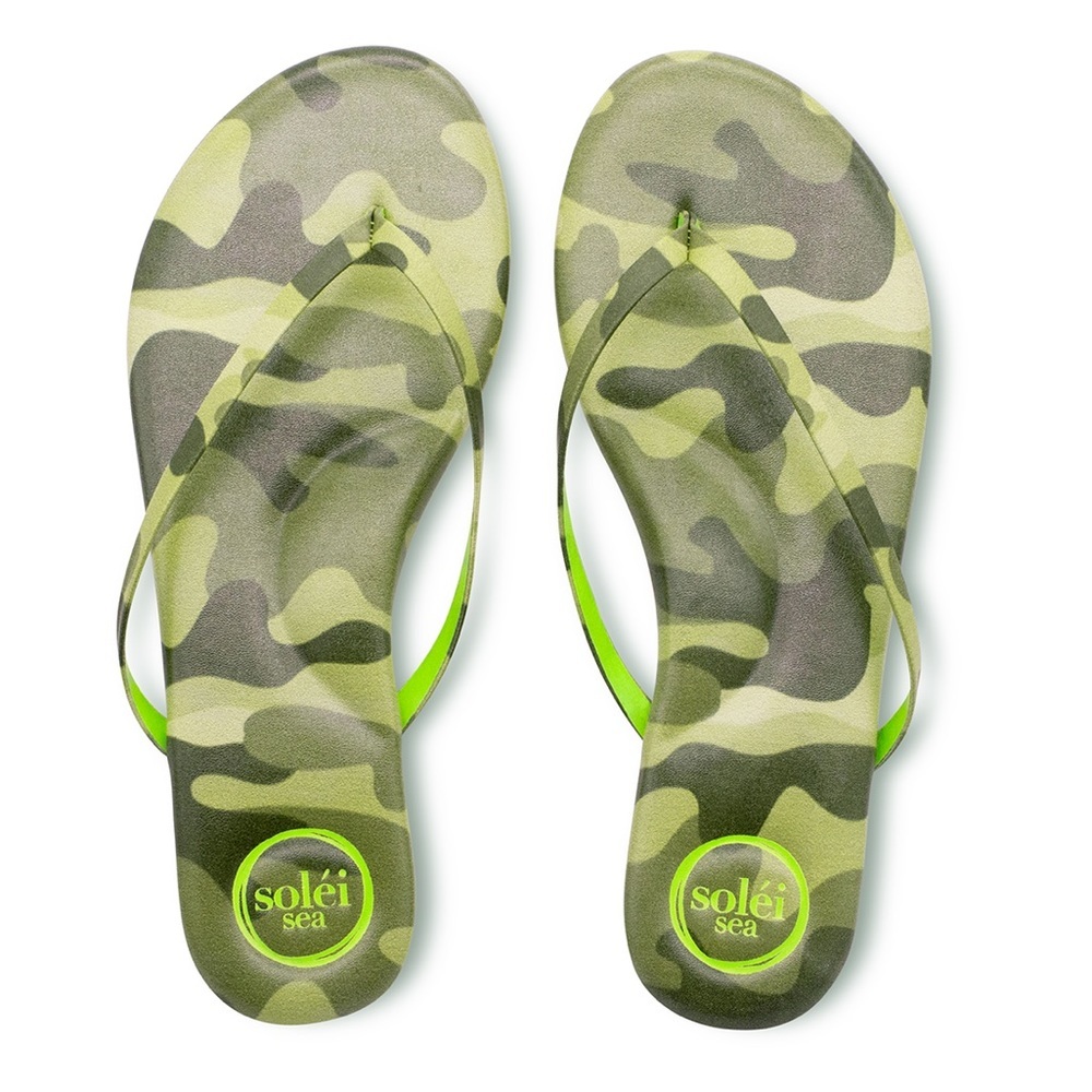 NWT Solei Sea Indie Camo Citron Sandal Camouflage Leather Sandal Green US 8 EU39 - Picture 4 of 11